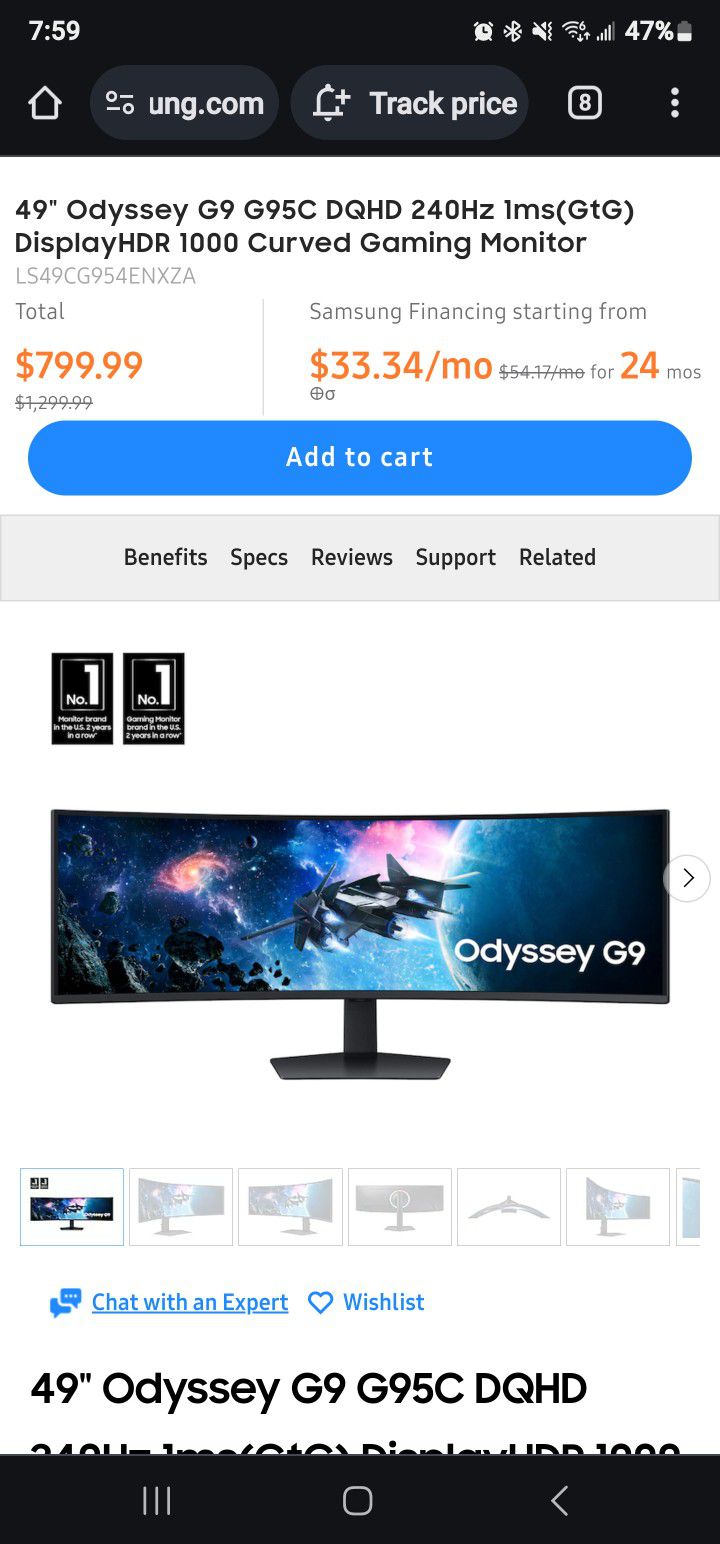 Samsung Odyssey G9 *Unopened* (G95C) 49" Curved Gaming Monitor *$600**FIRM*