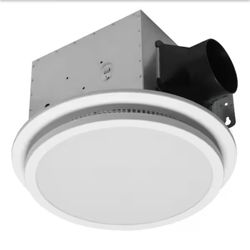Decorative White 110 CFM Ceiling Mount Bathroom Exhaust Fan with Bluetooth, Humidity Sensor, and LED Light