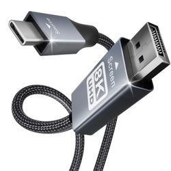 BENFEI USB-C to DisplayPort 6 Feet Cable(4K@60Hz 2K@144Hz), USB Type-C to DisplayPort Cable [Thunderbolt 3/4 Compatible] with iPhone 15 Pro/Max, MacBo