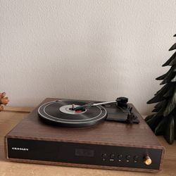 Crosley CR7019A-WA Alto 3-Speed Turntable Shelf System with Bluetooth, FM Radio, and Matching Stereo Speakers, Walnut