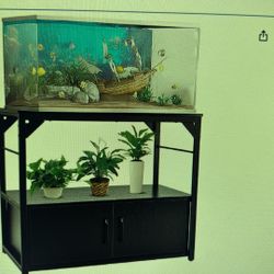 40 Gallon Fish Tank Stand Metal Frame Aquarium Stand with Storage Cabinet, Fish Tank with Stand for Fish Tank Accessories Storage for Fish Lovers, 660