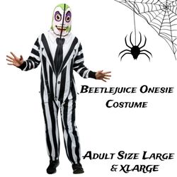 Beetlejuice Zipsters Mask-Up Costume for Adults by Rubies, 2 Sizes Available- Men's Large & XLarge 💀✨️🪲
