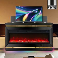 A93 Tv Stand W/fireplace Black ❤️🚛👀