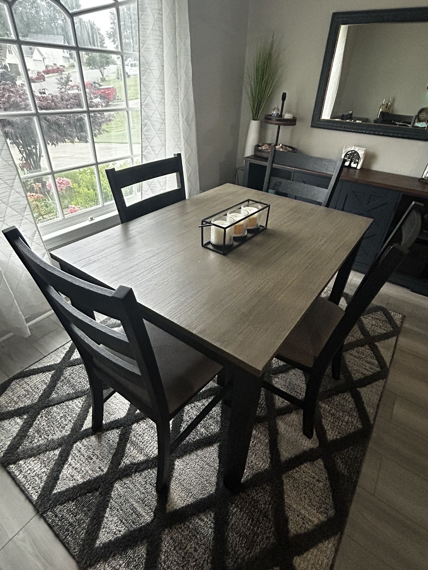 Grey Black Five 5 Piece Dining Table Set