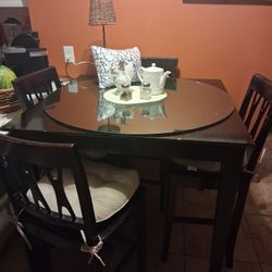 Tall Wood table & chairs