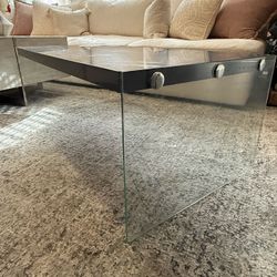 Modern Grey Glossy Rectangular Coffee Table 