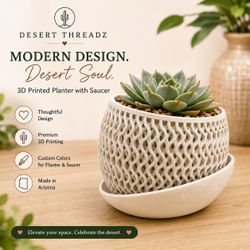 Wave Planter with Slanted Saucer