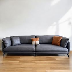 💥WAREHOUSE SALE 🏷 BRAND NEW 110” Mid-Century Fabric Living Room Sofa, Gray