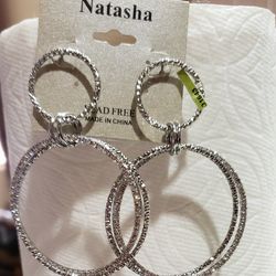 Natasha Double Hoop Crystal Rhinestone Earrings 
