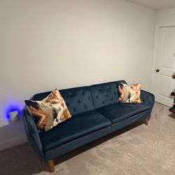 Blue velvet futon