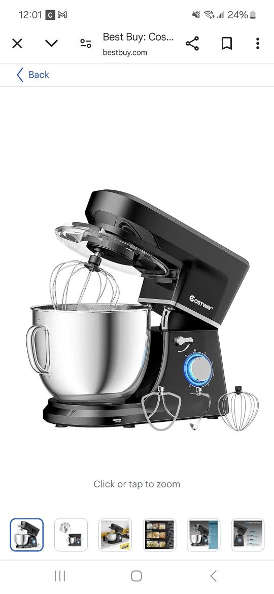 Costway Tilt Head Stand Mixer7.5 Quart6 Speedwuth Dough Hook Whisker And Beater In Black