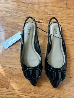Esprit Black Patent Slingback Pointed-Toe Flats size 7