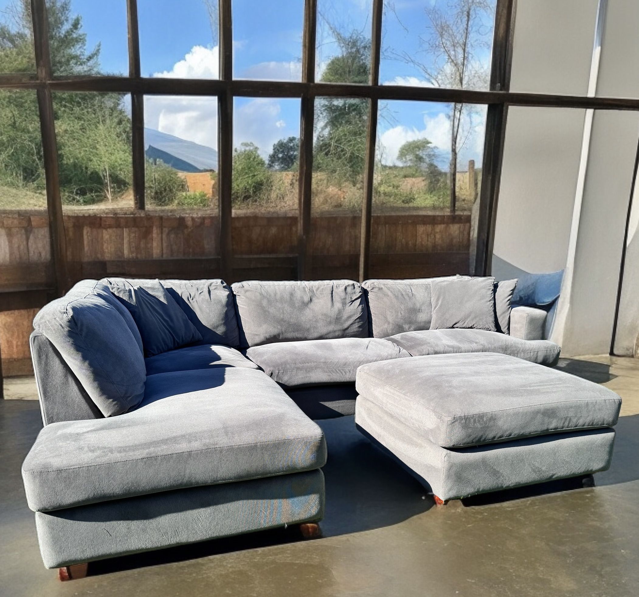 Big Comfy Sectional Sofa With Lounger And Ottoman