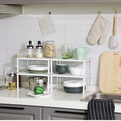 4.4 out of 5 stars464 Reviews SONGMICS Cabinet Shelf Organizers, Spice Racks, Stackable, Expandable, Set of 4 Metal Kitchen Counter Shelves, White UKC