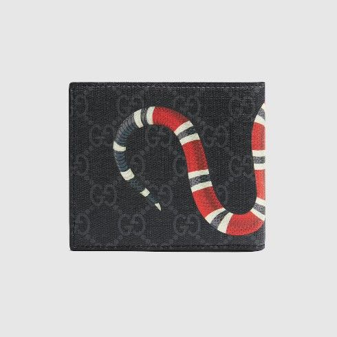 Gucci coral snake print GG Supreme canvas bi-fold wallet