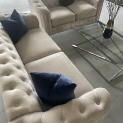 BrandNew 2 Piece Midcentury Sofa, Love Seat ,1 Coffee Table And Pillows(vase On Table Is Not For Sale‼️)