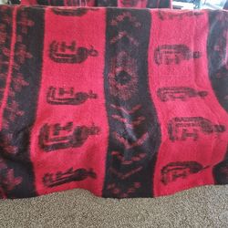 Vintage handmade woven Guatemalan wool heavy blanket.