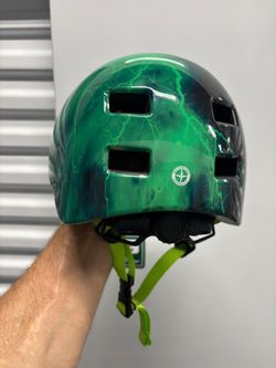 Schwinn Prospect Youth Sports Helmet in a blue and green lightning design. Adjustable $20