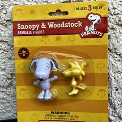New Peanuts,Snoopy and Woodstock Bendable Figure