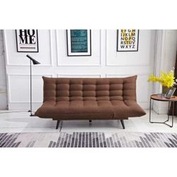 8358-BR Ophelia brown fabric click clack folding futon sofa bed lounge