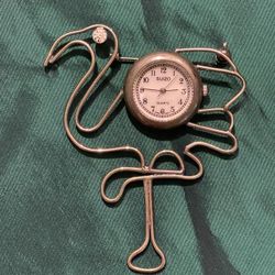 Vintage Rare Find Flamingo Watch Pin Brooch 