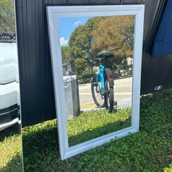 White Wood Framed Mirror 