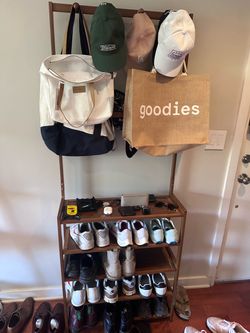 Eva 14 Pair Shoe Rack with hooks on top