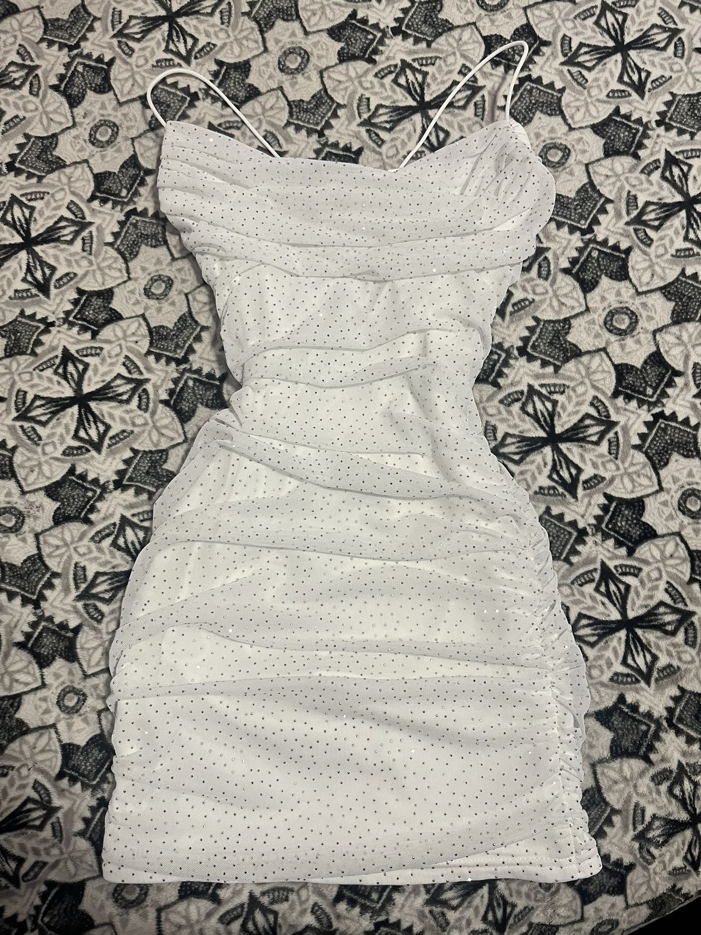 White Rhinestone Dress