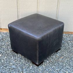Black Leather Cube Ottoman Footrest