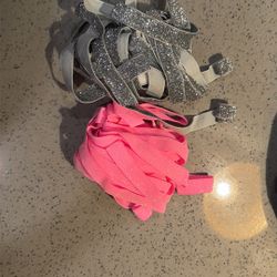 Leg Ties Pink And Silver 