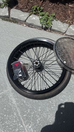 Motorcycle Wheel with Tire and Spokes