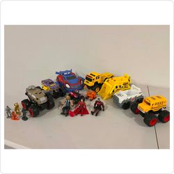 ​🔥 Ultimate Toy Box Lot: Big Wheel Monster Style Trucks, Spider-Man Car, Action Figures & Paw Patrol!
