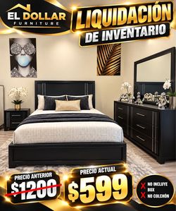 Black Bedroom Set with Dresser and Mirror
