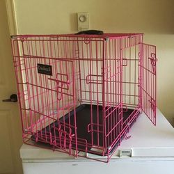 Doskocil Pink Dog puppy Cat Metal Wire Cage Crate 2 Doors 