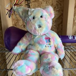 Ty Beanie Buddies Rainbow Birthday Bear Excellent Condition 