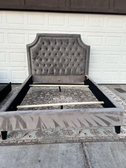 Parker House Jasmine Flannel (Grey) Queen Bed Frame - READ Description