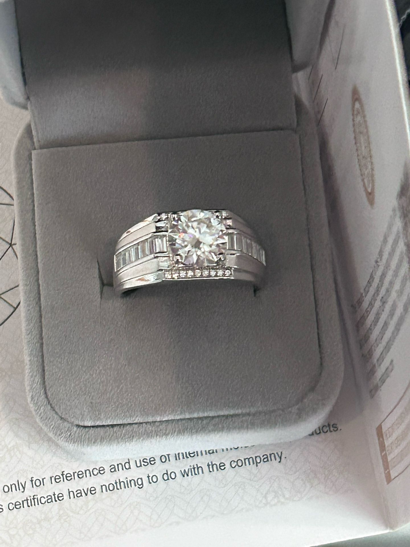 3.0 Ct Men’s Moissanite Ring In 14K White Gold Plated S925