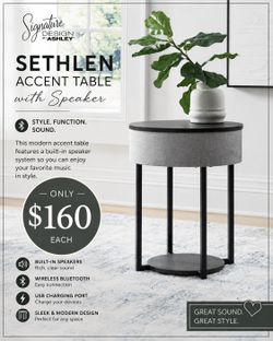 Ashley Furniture Sethlen Smart Accent Table w/ Bluetooth Speaker