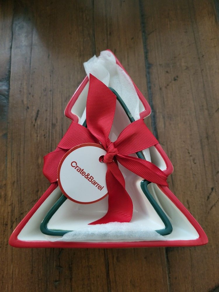 Crate & Barrel Christmas Tree Candy Dishes 🍬 