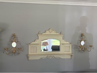 3-Piece Vintage Wall Mirror & Matching Sconce Set