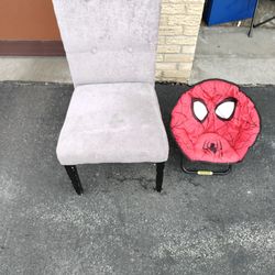 two gray color dining chair plus kids chair
