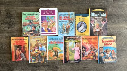 GREAT ILLUSTRATED CLASSICS, LOT OF 11 HARDCOVER BOOKS 