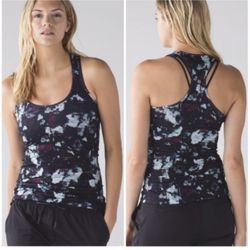 LULULEMON Blue Red Static Blossom Multi Cool Racerback Tank Top