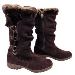 Khombu Denver Brown Suede & Faux fur tall warm boots. Sz 10