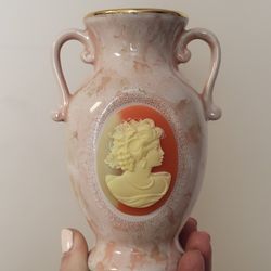 Vintage cameo stoneware petit vase
