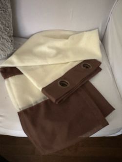 Cream and Brown Grommet Panel Curtains