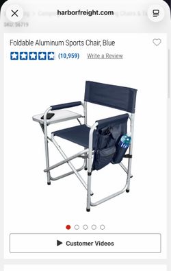 Foldable Aluminum Sports Chair w/ Side Table – Blue – Like New