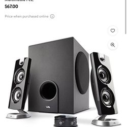 Cyber Acoustics CA-3602FFP 2.1 Speaker Sound System with Subwoofer and Control Pod - Great for Music, Movies, Multimedia Pcs,