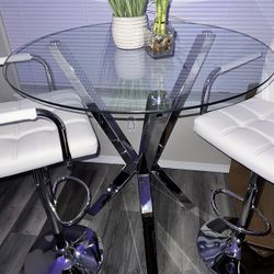 Glass Bar Table (seats 2-4)  Silver