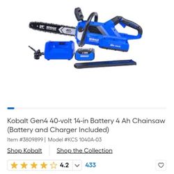 40 V Kobalt Chainsaw With Extra Battery 